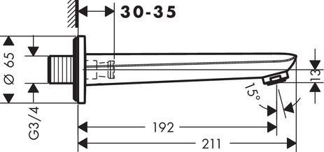 Hansgrohe Novus Wanneneinlauf 192mm, chrom