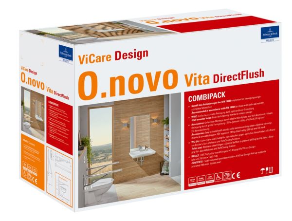 Villeroy&Boch ViCare Tiefspül-Wand-WC mit DirectFlush, Abgang waagrecht, weiß 469575011