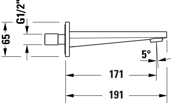 Duravit Tulum Wanneneinlauf, chrom, TU5240010010, technische Zeichnung