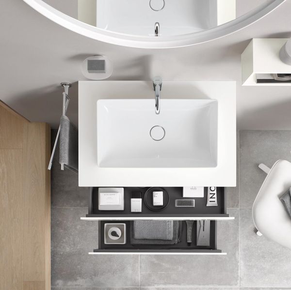 Duravit L-Cube Waschtischunterschrank wandhängend 82x55cm mit 2 Schubladen für Aufsatzbecken