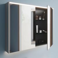 Burgbad Devio Spiegelschrank 100x76cm, LED-Beleuchtung, 2 Spiegeltüren, veloursgrau matt SPWD100F7216 