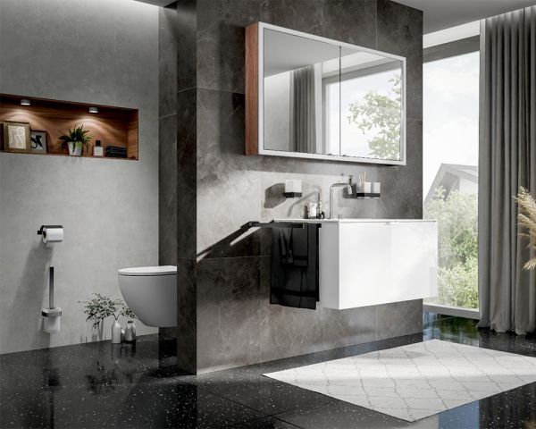 emco loft Doppelglashalter Kristallglas satiniert, schwarzchrom gebürstet 