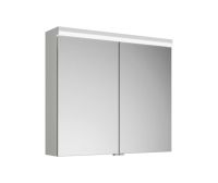 Burgbad Lin20 Spiegelschrank mit horizontaler LED-Beleuchtung und 2 Spiegeltüren, dimmbar, 80x70cm SPQK080F5351
