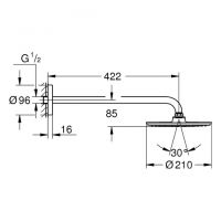 Vorschau: Grohe Rainshower® Cosmopolitan 210 Kopfbrauseset 422mm, chrom