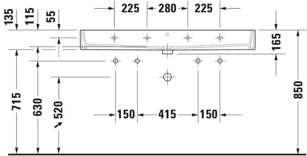 Duravit Vero Air Waschtisch rechteckig 120x47cm, ohne Überlauf, ohne Hahnloch, weiß 2350120079