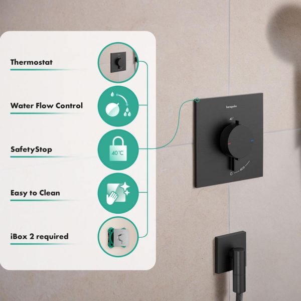 hansgrohe Ecostat Comfort E Thermostat Unterputz 1 Funktion, brushed black chrome