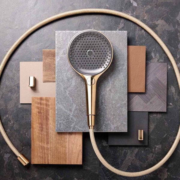 hansgrohe Rainfinity Handbrause130, 3 Strahlarten, wassersparend, polished gold optic