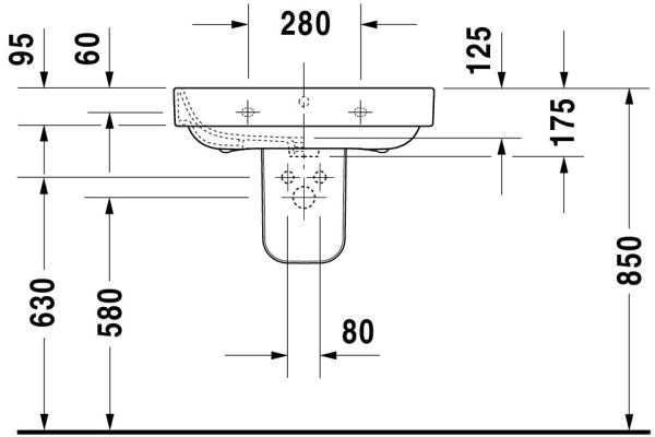 Duravit Happy D.2 Waschtisch 65x49,5cm, mit Überlauf, ohne Wondergliss, weiß 2316650000