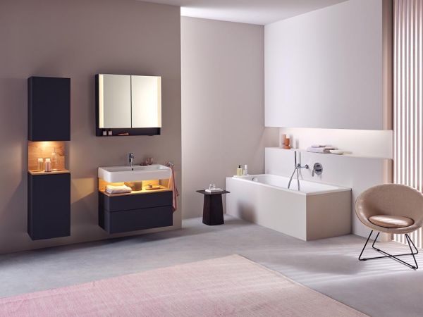 Duravit Qatego Unterschrank 79x47cm in graphit supermatt Antifingerprint, mit offenem Fach