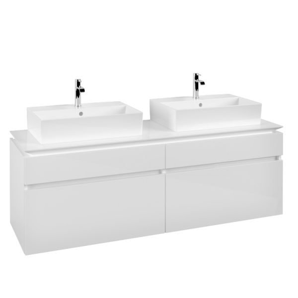 Villeroy&Boch Legato Waschtischunterschrank 160x50cm für Aufsatzwaschtisch, 4 Auszüge glossy white B67700DH1