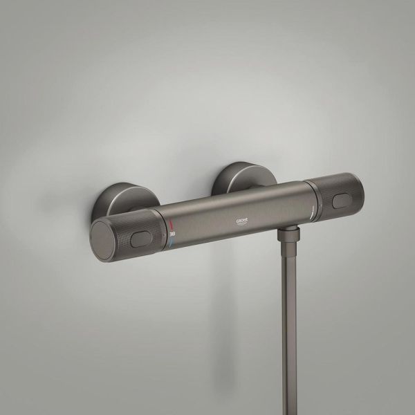 Grohe Precision Feel Thermostat-Brausebatterie mit ProGrip Rändelstruktur, hard graphite gebürstet 34790AL0