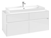 Vorschau: Villeroy&Boch Collaro Waschtischunterschrank passend zu Aufsatzwaschtisch 4A331G, 4 Auszüge, 120cm glossy white, C09100DH