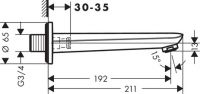 Vorschau: Hansgrohe Novus Wanneneinlauf 192mm, chrom