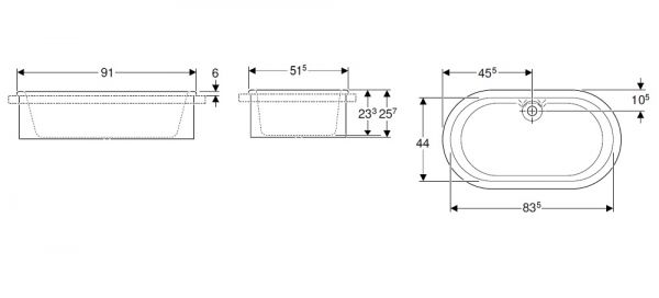 Geberit Bambini Badewanne oval, 51,5x25,7x91cm, weiß 407010016_2