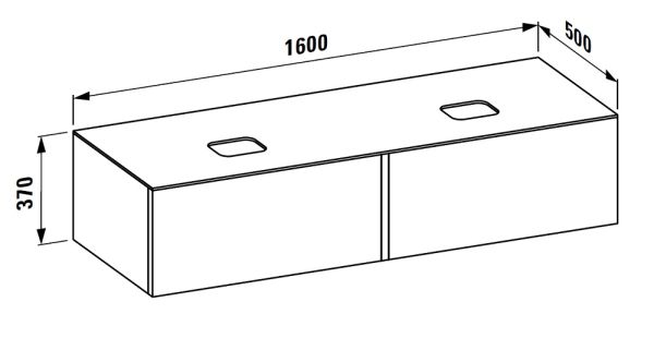 Laufen IL BAGNO ALESSI ONE Schubladenelement 1600, Ausschnitt Mitte, technische Zeichnung