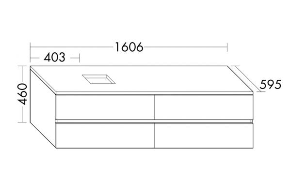 Burgbad Cube Waschtischunterschrank passend zu Grohe Cube Aufsatzschalen, mit 4 Auszügen, 160,6cm WWXZ160LF3781