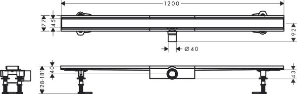 Hansgrohe RainDrain Compact Komplettset Duschrinne 120cm für flache Installation 56172800