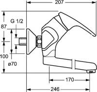 Vorschau: Hansa Hansamix Waschtisch-Einhand-Wandbatterie, Kristallklarer Laminarstrahl, Ausladung 246mm, chrom