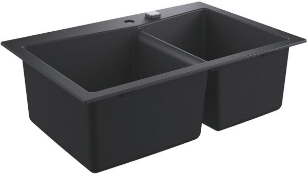 Grohe K700 90-C Kompositspüle/Küchenspüle mit Doppelbecken, granit schwarz