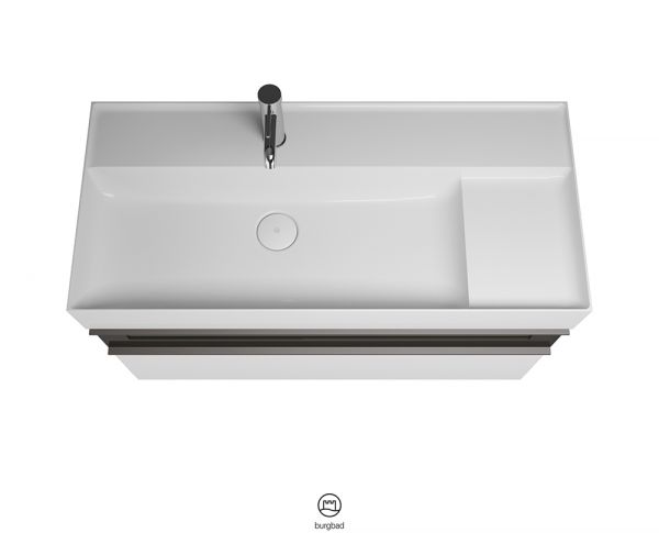 Burgbad Yumo Mineralguss-Waschtisch 101,5cm mit Waschtischunterschrank