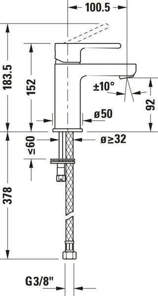 Duravit B.2 Einhebel-Waschtischmischer S ohne Ablaufgarnitur, chrom