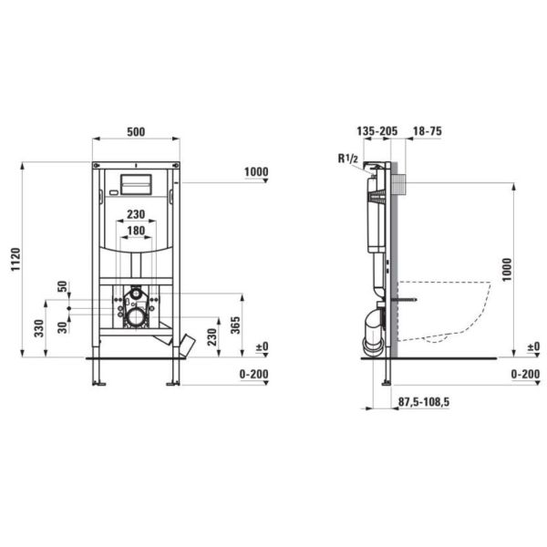 Laufen Ineolink Installationselement mit Spülkasten für Wand-WC