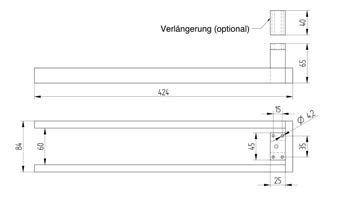 Avenarius Handtuchhalter 42cm zur Untertischmontage mit Verlängerung 40mm, chrom