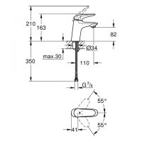 Vorschau: Grohe Eurostyle Einhand-Waschtischbatterie, S-Size, glatter Körper, Hebel geschlossen, chrom