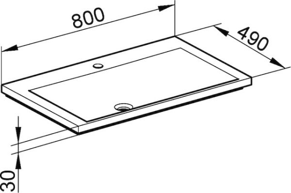 Keuco Royal Reflex Mineralguss-Waschtisch mit 1 Hahnloch, weiß, 80x3x49cm 34061318001