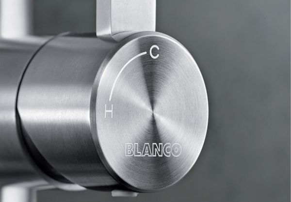 Blanco Candor-S Einhebel-Küchenmischer mit Ausziehbrause, Niederdruck, edelstahl gebürstet