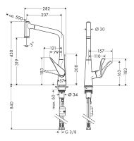 Vorschau: Hansgrohe Metris M71 Spültischmischer 320, mit Ausziehbrause, 2jet, edelstahl-optik