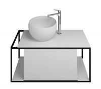 Vorschau: Burgbad Junit Mineralguss-Aufsatzwaschtisch mit Waschtischunterschrank und 1 Handtuchhalter, 90cm SFKF090LF3148C0039G0175