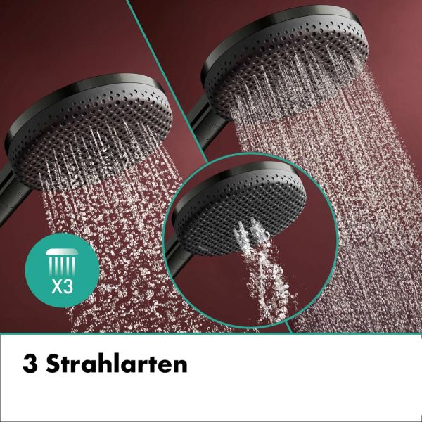 hansgrohe Raindance Alive Select S Duschkopf 125 3 Strahlarten brushed black chrome 24500340