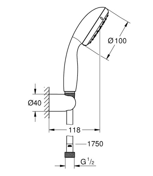 Grohe Vitalio Go 100 Wandhalterset, 1 Strahlart, chrom