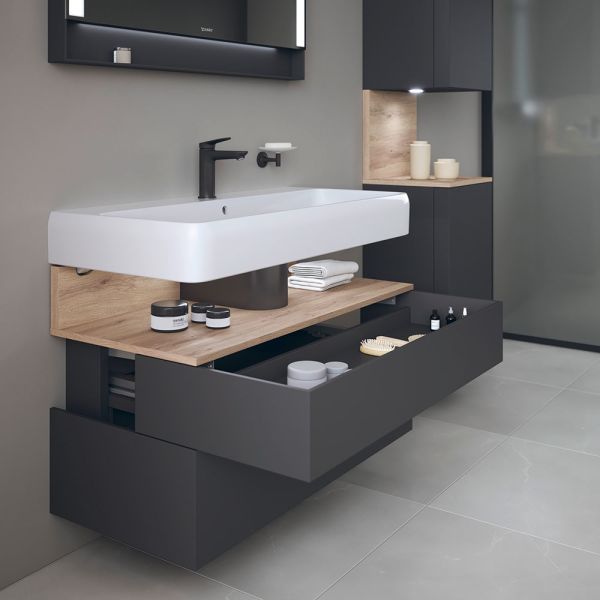 Duravit Qatego Unterschrank 79x47cm in graphit supermatt Antifingerprint, mit offenem Fach