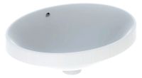 Geberit VariForm Einbauwaschtisch mit Überlauf, Unterseite glasiert, oval, Breite 50cm, weiß