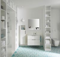 Vorschau: Burgbad Eqio Glas-Waschtisch mit Waschtischunterschrank, 2 Auszüge, 82cm, weiß hochglanz, Griff schwarz matt SEYX082F2009A0070G0200 1