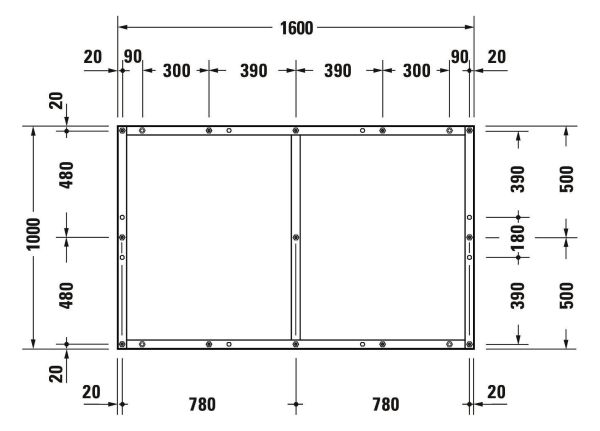 Duravit Tempano Fußgestell höhenverstellbar 70 - 100mm 1600x1000x85mm