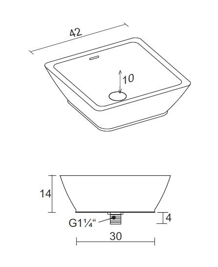 RIHO Solid Surface Avella Waschtisch eckig 42x42cm, weiß matt