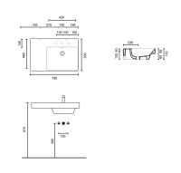 Vorschau: Catalano Zero UP 75 Waschtisch Becken rechts, Ablage links, 75x50cm, weiß CATAglaze+