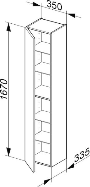 Keuco Royal Reflex Hochschrank mit 1 Tür, 35x167x33,5cm 34030210001