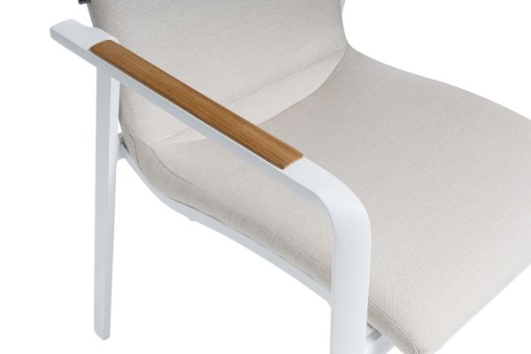 KETTLER DINING DIAMOND Casual-Dining-Set inkl. Tisch Sunbrella®, weiß matt/ natte linen chalk