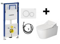 Duravit Dusch-WC KOMPLETTSET SensoWash Slim inkl. Geberit Montageelement und Betätigungsplatte, weiß