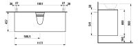 Vorschau: Laufen The New Classic Schubladenelement 118cm, Ausschnitt Mitte, zu H81685 2, techn. Zeichnung