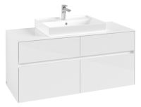 Villeroy&Boch Collaro Waschtischunterschrank passend zu Aufsatzwaschtisch 4A336G, 4 Auszüge, 120cm, weiß C08100DH