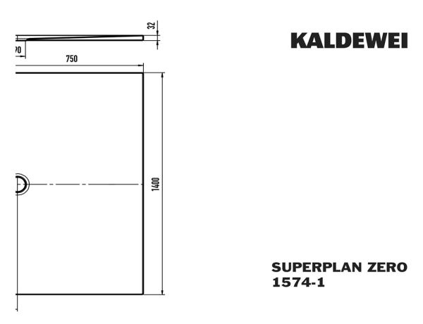 Kaldewei Superplan Zero bodenebene Rechteck-Duschwanne 75x140cm Mod.1574-1