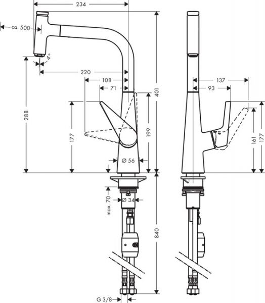 Hansgrohe Talis Select M51 Einhebel-Küchenmischer 300 mit Ausziehauslauf, chrom