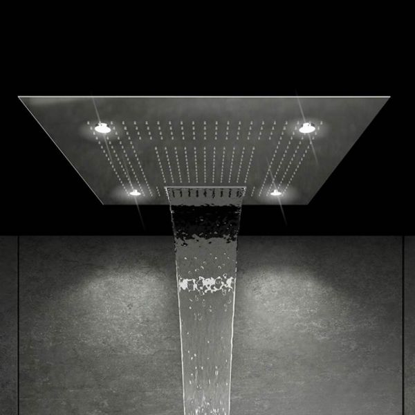 Steinberg Sensual Rain Regenpaneel 60x60cm, mit LED-Beleuchtung, 3 Strahlarten, edelstahl poliert
