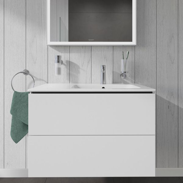 Duravit L-Cube Waschtischunterschrank Becken rechts 82x48cm 2 Schubladen für ME by Starck 234683 weiß matt LC629201818