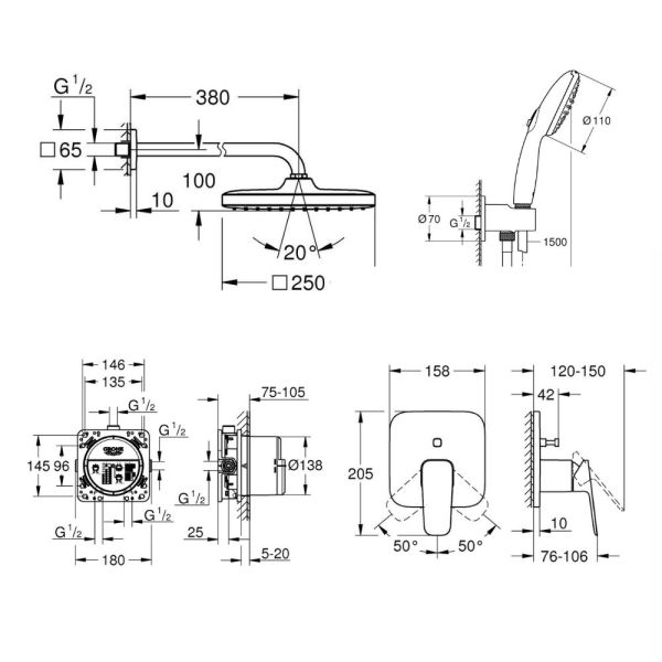 Grohe Tempesta / Cubeo Duschsystem Unterputz, chrom